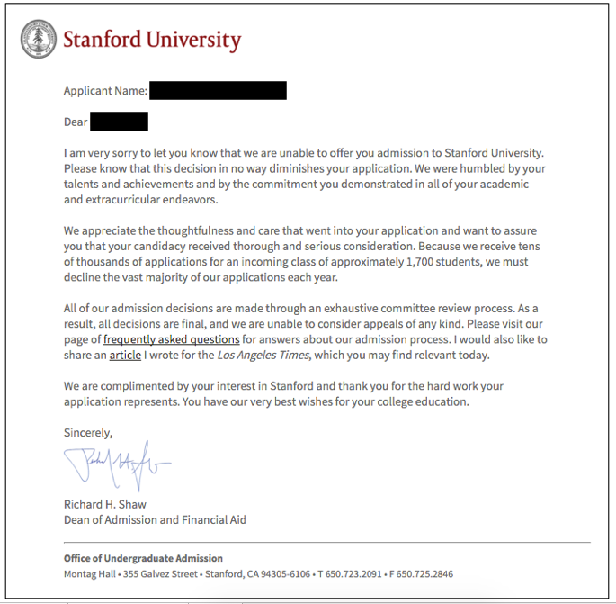 Stanford+Rejection+Letter