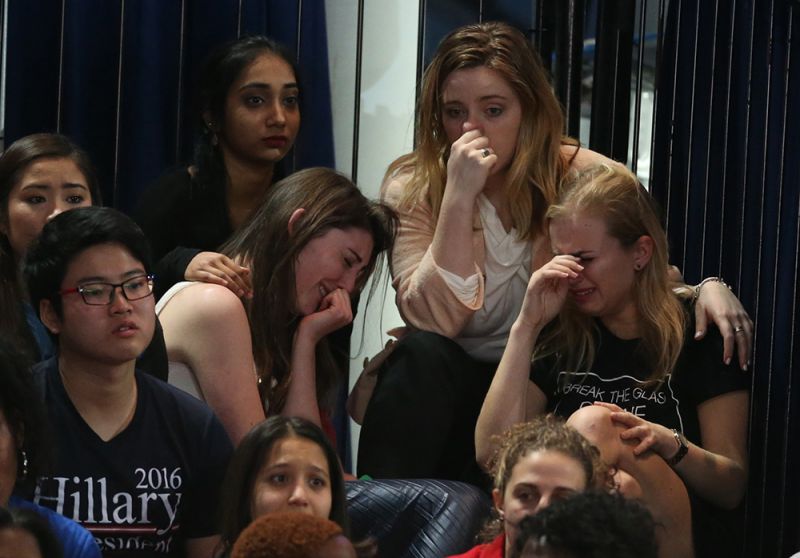 Hillary Clinton supporters grieve as election results come in
