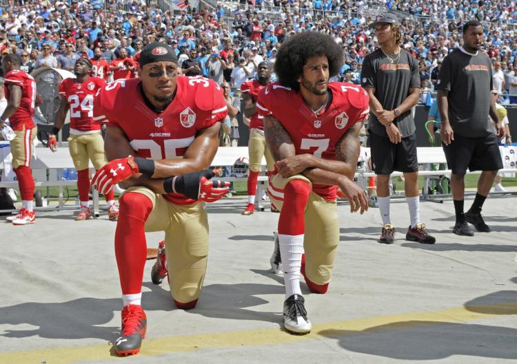 Colin Kaepernick kneeling during National Anthem, 2016