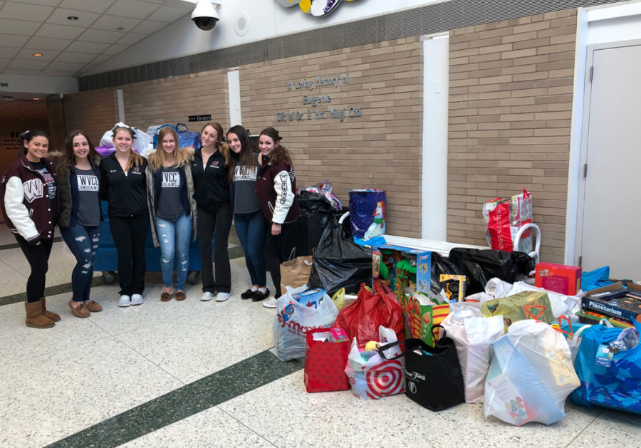 Girls from WHHS and WVHS collecting toys.