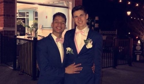 Theodore Vidal & Colin Beyers attending their High School Prom at the Jersey Shore
