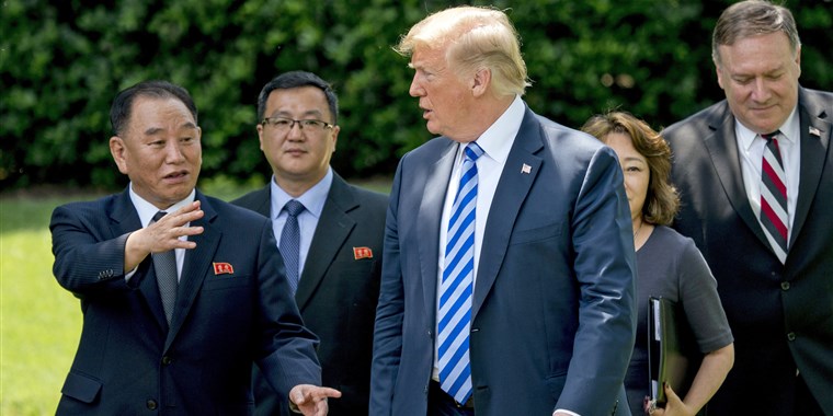 President Trump and North Korean General Kim Yong-chol on June 1, 2018 (Source: Andrew Harnik / AP)
