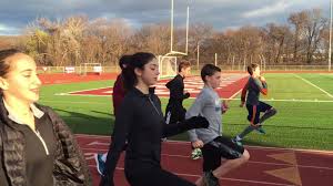 The winter track team practicing on a frigid 2016 day.