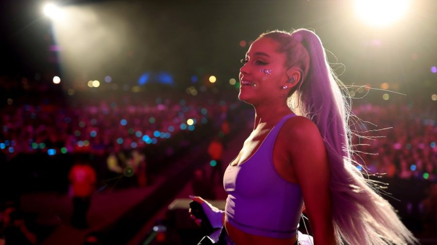 Ariana Grande performing at Coachella as surprise appearance in 2018.