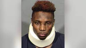Ruggs after the crash with a pad around his neck