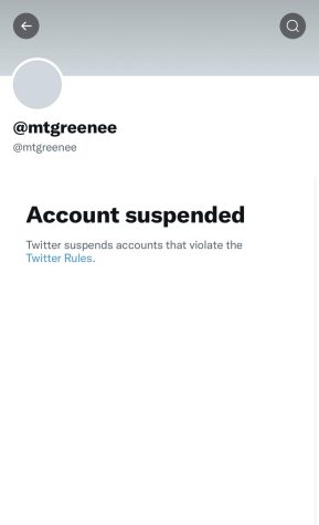 A screenshot of Greenes suspended Twitter account