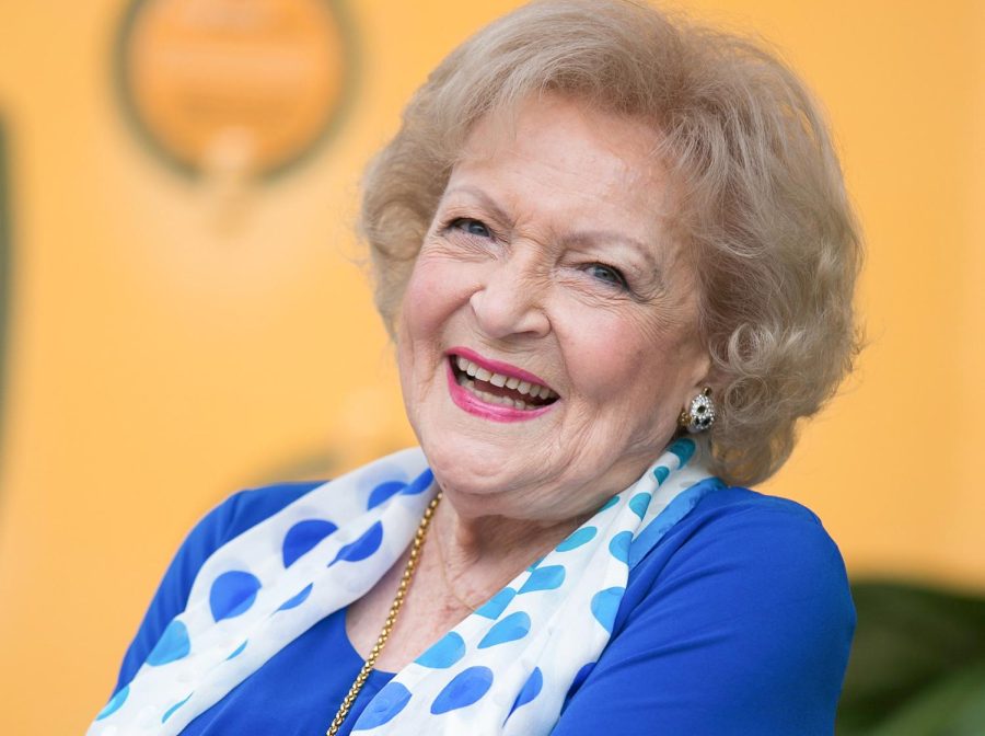 Betty White smiling from ear to ear.