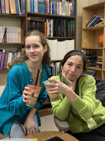Ms. Schillaci and Junior Editor Emily Kozak reviewing Boba