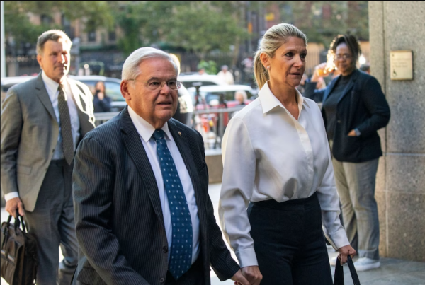 Menendez and his wife arrive at court.
Courtesy of The Washington Post