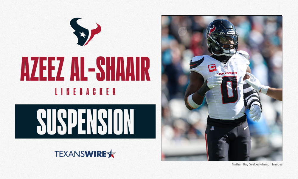 Texans Lineback Azeez Al-Shaair Suspended After Illegal Hit on Quarterback Trevor Lawrence