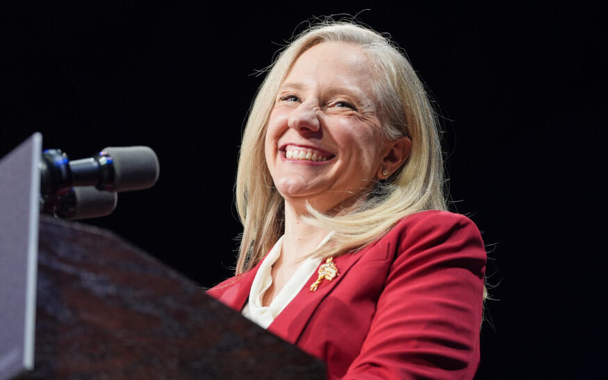Abigail Spanberger looks out at the crowd after being declared the next governor of Virginia. 